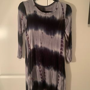 Black & Gray Tie Dye T-shirt Dress - Size Small